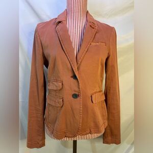 Anthropologie Orange Blazer Jacket Cotton Boho Cottagecore Fairycore Size Small
